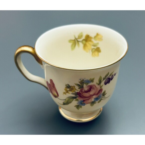 Vintage Demitasse Cup Continental Ivory Germany Pink Roses Gold Trim Off-white - Picture 4 of 10